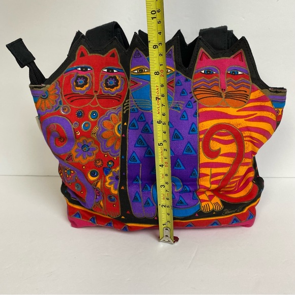 Laurel Burch Sand N Sun Canvas Cat Cutout Tres Gratos Zip Top Handbag Purse Tote - Picture 8 of 16